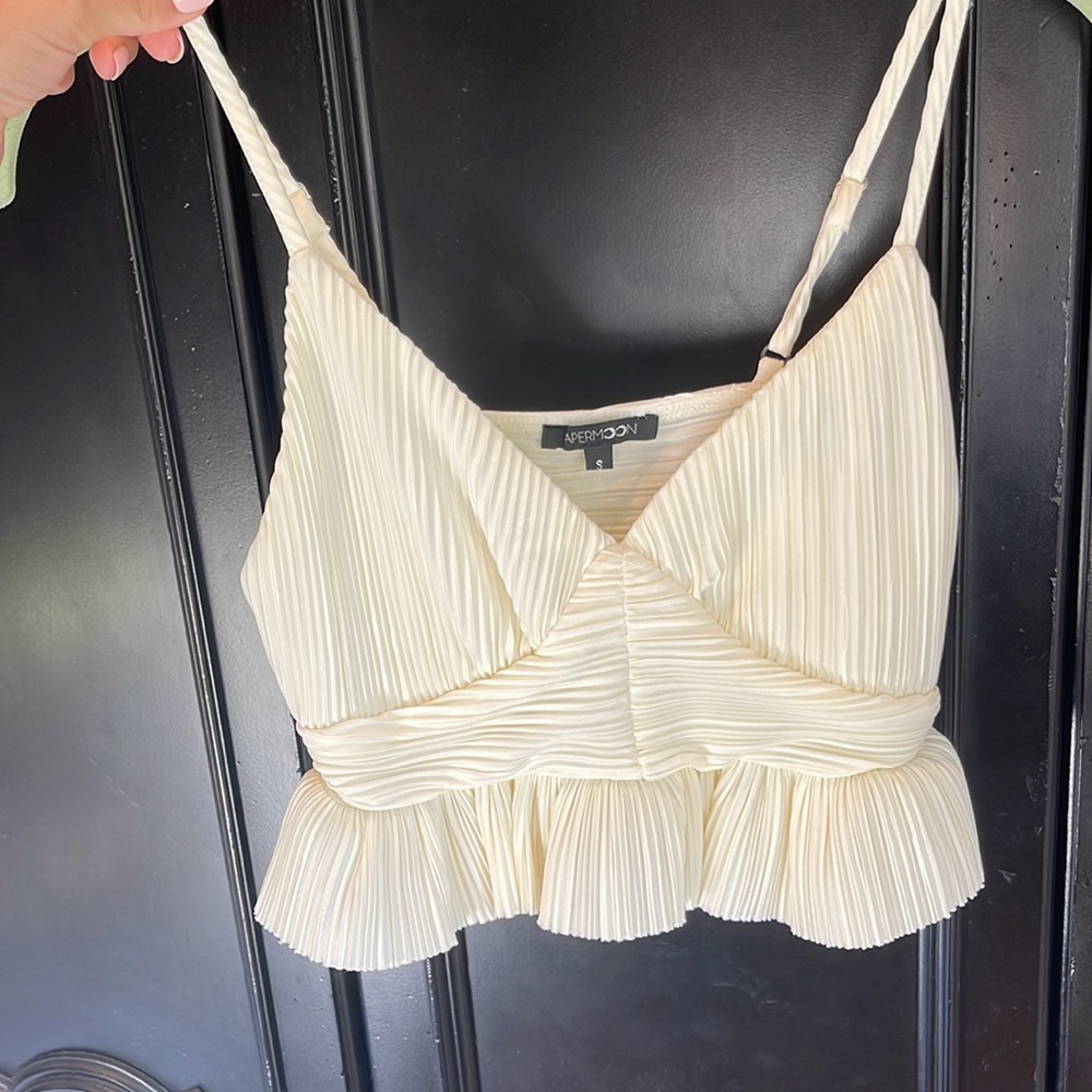 Off-White Ruffle Crop Top